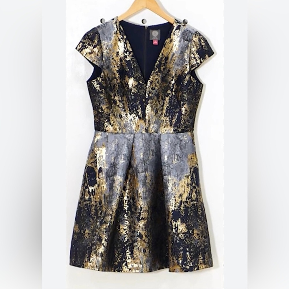 Vince Camuto Black and Gold Dress